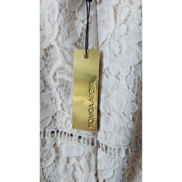 NWT Alexia Admor Midi Dress Lace Overlay Deep-V Sleeveless, Off White Size 14 L - Picture 7 of 9